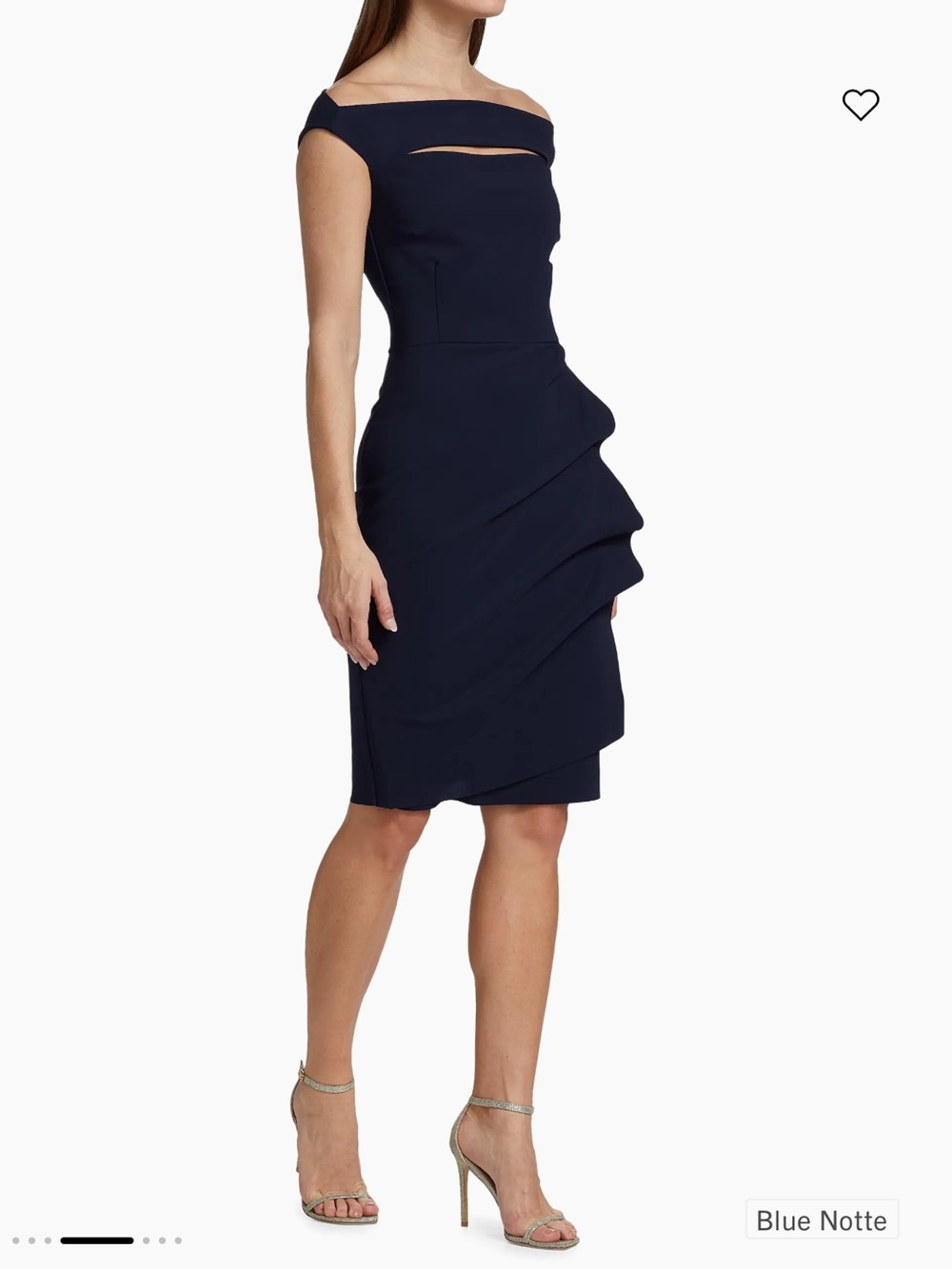 Chiara Boni La Petite Robe Navy Off-Shoulder Side-ruched Cut Out Sheath Dress